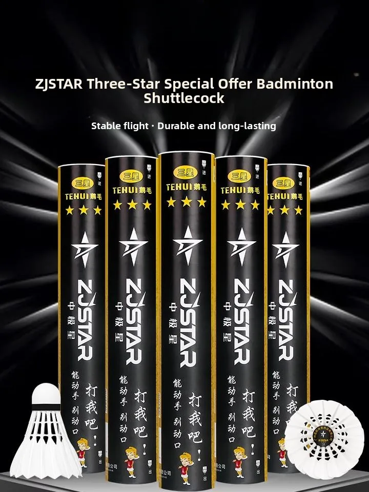 zjstar-グースフェザーバドミントンシャトルコック-プロ仕様-耐久性のある丸型フライト-2個セット-競技用