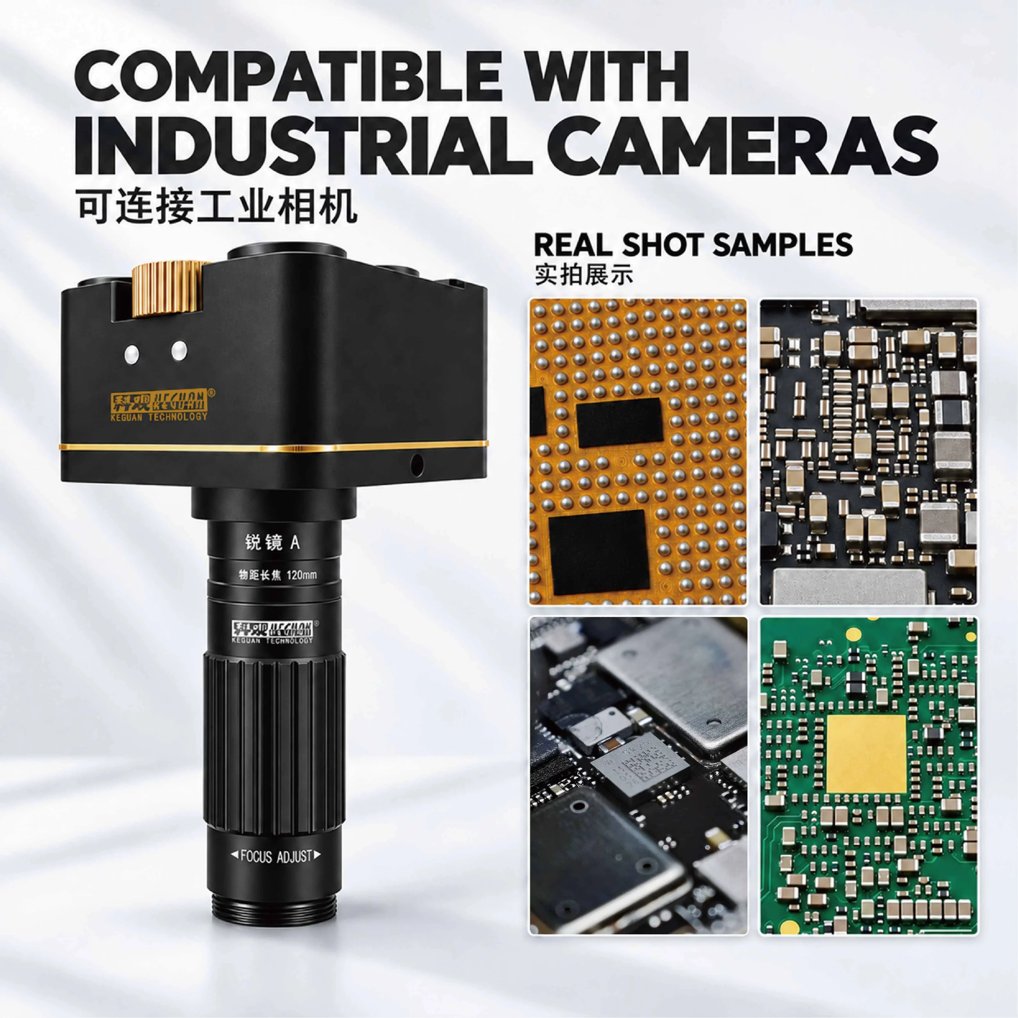 KEGUAN RUIJING-A Industrial Monocular Lens 120mm Working Distance for PCB Inspection High Definition Repair Camera Objective