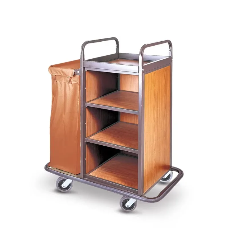 Metal Cleaning Trolley Heavy Duty Housekeeping Cart with Bags