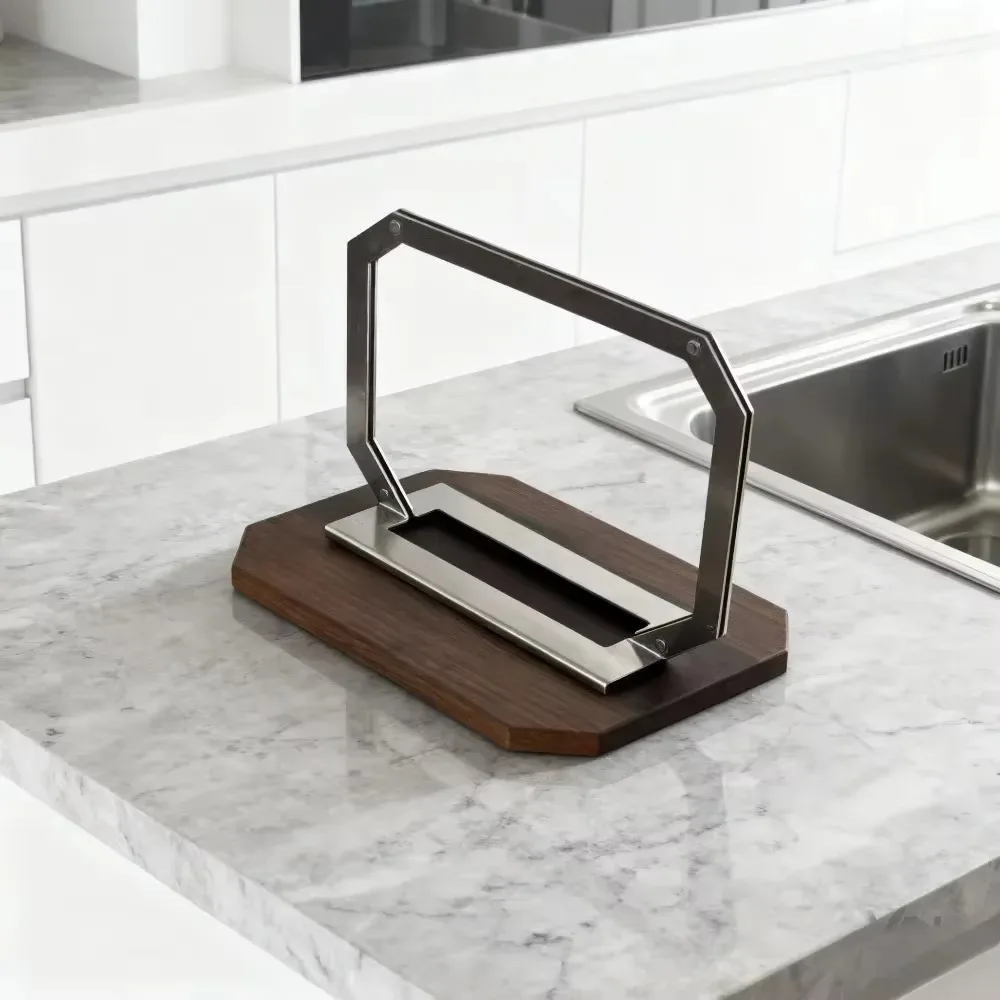 Korean-style Cutting Board and Spatula Holder, Kitchen Knife Holder, Magnetic Stainless Steel Rack, Rectangular Tray/plate.