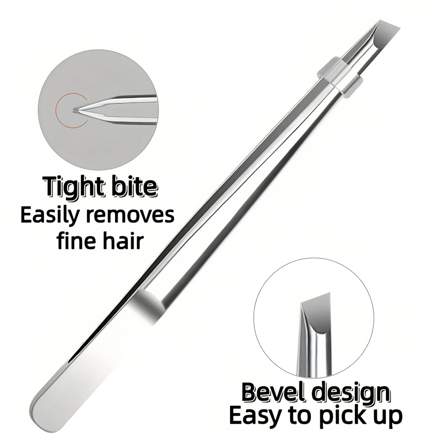Professional Stainless Steel Tweezers for Eyebrows & Facial Hair Hypoallergenic Precision Tip Sensitive Beige Eyebrow Beard Clip