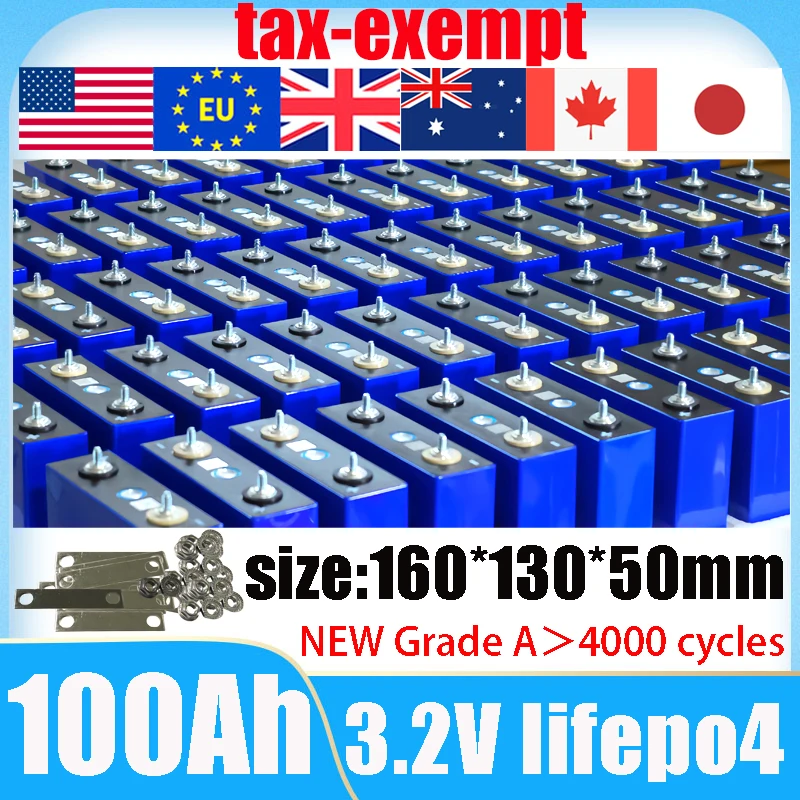 

GRADE A brand new lifepo4 battery 3.2V 100Ah 105Ah DIY 12V 24V 48V ElectricGolf car outdoor solar energy Rechargeable duty-free