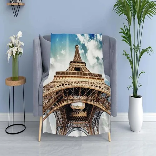 Else Carpet Else Blue Coffee Eiffel Tower Wellsoft Patterned 3D Tv Blankets