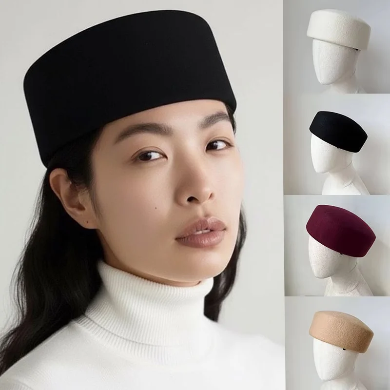 

Винтажные жесткие шляпы-федоры на плоской подошве, женские береты из 100% шерсти, свадебные шапки-волшебники, свадебная коктейльная вечеринка, шляпа-таблетка