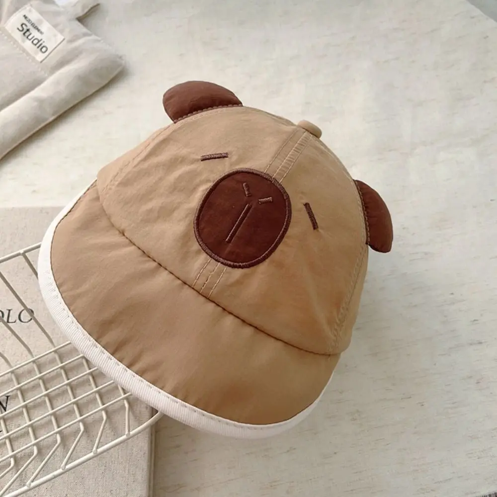 New Spring Summer Baby Bucket Hat Cute Capybara Soft Thin Newborn Bonnet Short Brim Boys Girls Sunscreen Hat Kids