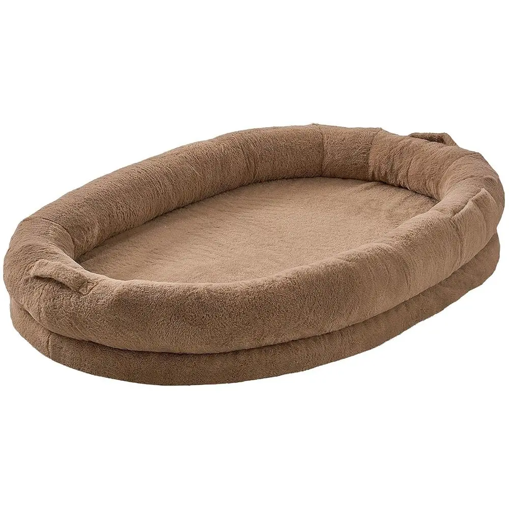 

Human Dog Bed For Adults And Pets, 72""X48""X10"" Human Size Dog Bed With Washable Faux Rabbit Fur Cover, Egg Orthopedic Foam,