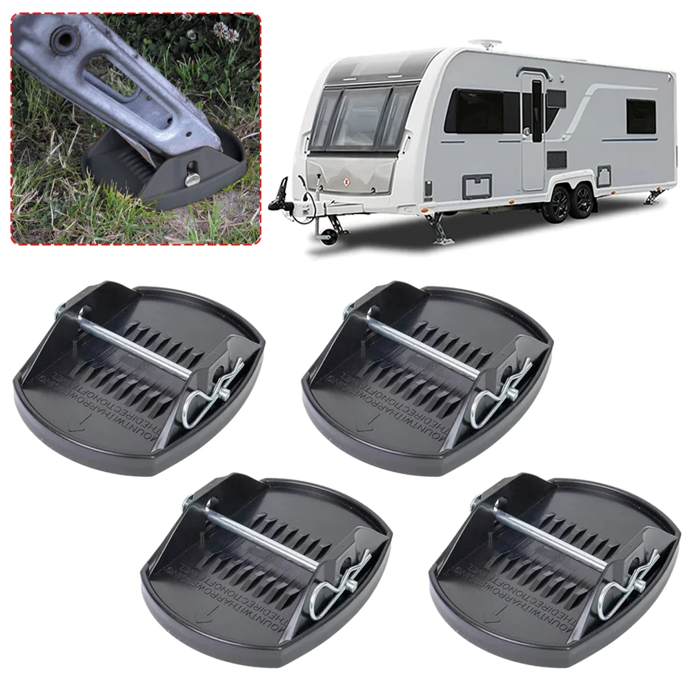 

4 PCS Caravan Jack Pads Leveller Wheel Foot Leg Support Jacking Lift Pads Support Stand Black For Motorhome Trailers Camper RV