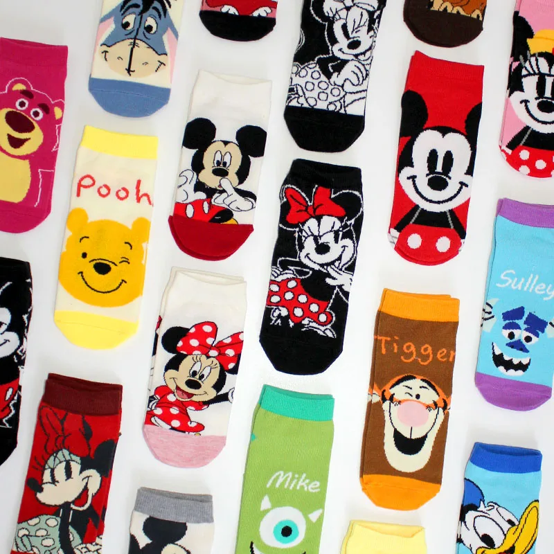 40 Styles New Fashion Cartoon Women Socks japanese Kawaii Cute Short Socks Mickey Donald Duck Minnie Mike female Low Cut Socks