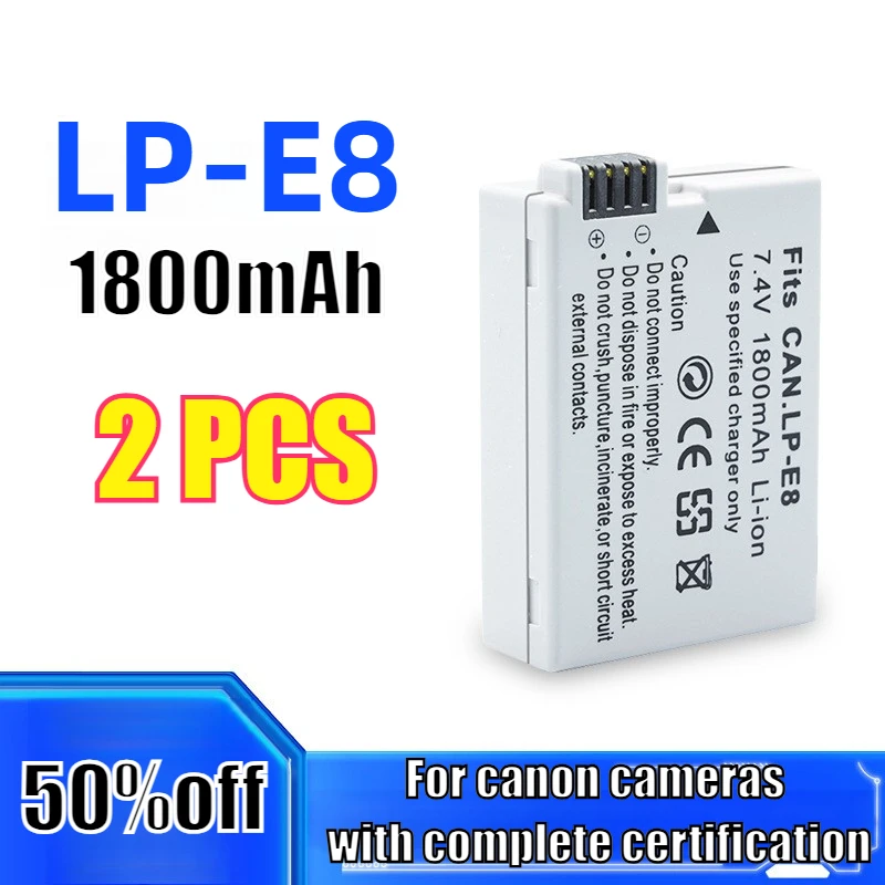 2PCS 1800Mah LP-E8 … - image