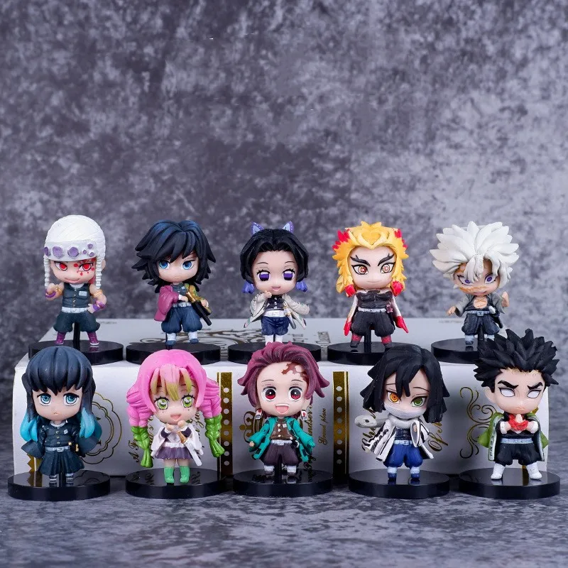 Demon Slayer Tanjiro Kawaii Figure Rengoku Shinobu Mitsuri Giyuu Kimetsu No Yaiba  Anime Figures Decorations Toy Ornaments Gifts