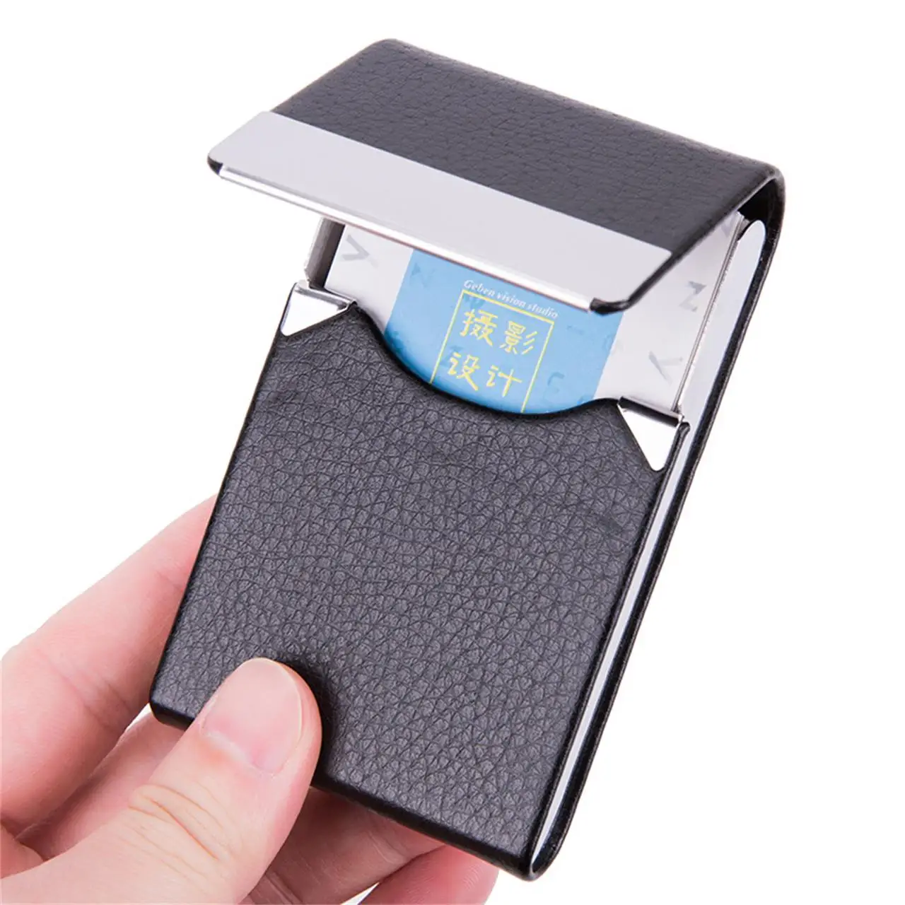HOMEFISH Diebstahlsichere Mini-Kartenhülle mit Abdeckung, Neuer Modischer Unisex-Halter für Kredit-, Ausweis- & Smartcards – Detail 4