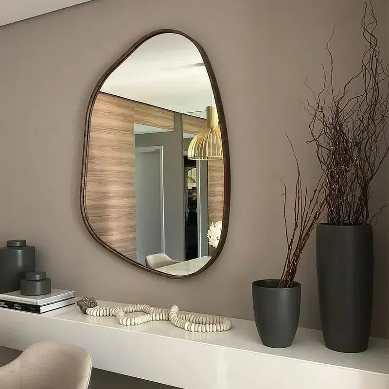 Makeup Wall Mirror Bathroom Irregular Large Full Body Accessories Irregular Sticker Decoraciones Espejo Redondo Home Decoration