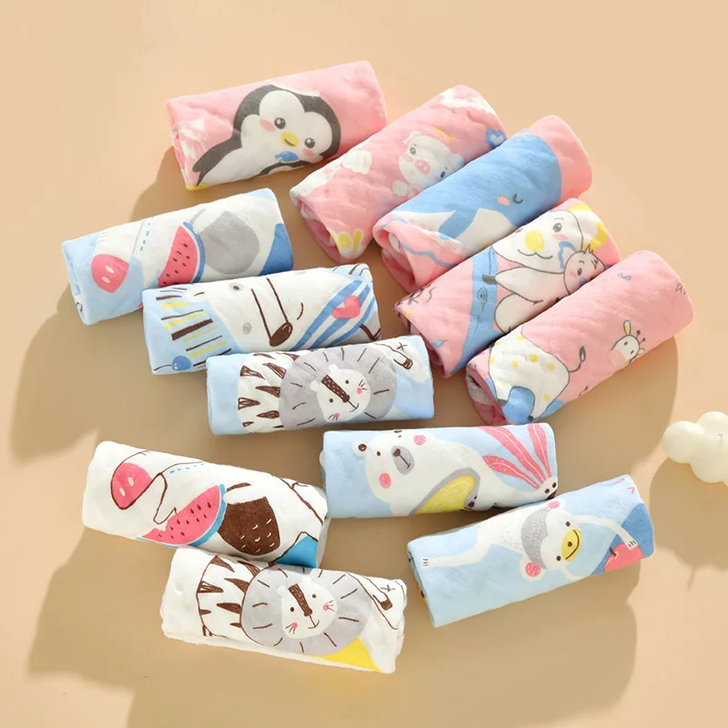 Baby Cotton Towels Set of 5 Infant Face Washcloths Drool Bibs Soft Fabric Toddler Kids Handkerchiefs Home Textiles