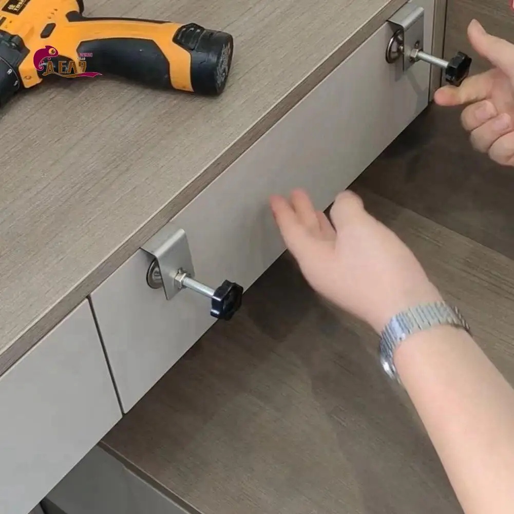 AEA9-2Pcs Home Improvement Smooth Woodworking Drawer Front Installation Clamp Hardware Jig Accessories Stainless Steel