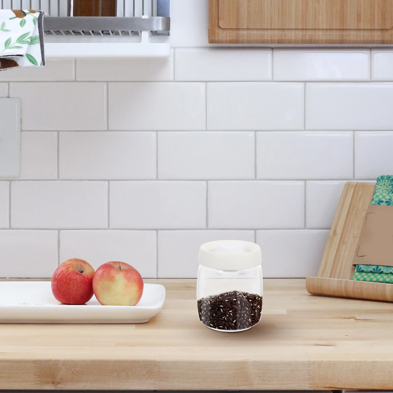 

1Pcs Glass Sealing Jar Premium Borosilicate Glass Storage Tank Clear Container with Push Lid for Grains Food Honey Pickles