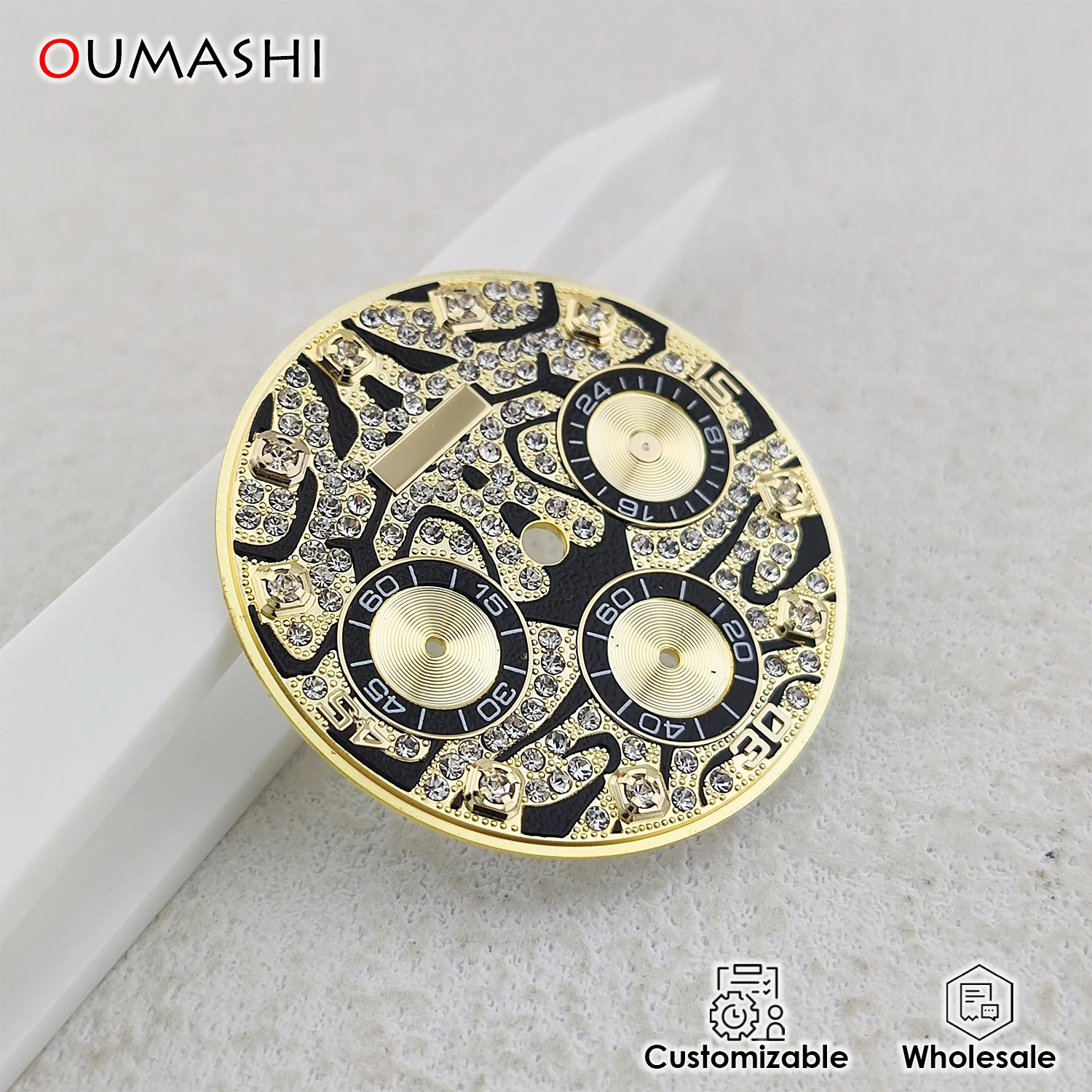 قرص VK63 بقرص 29 مم بنمط النمر وإكسسوارات ساعة مؤشر الماس وقرص ساعة بشعار قابل للتخصيص