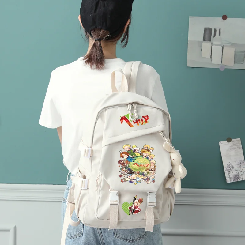 Anime Axis Powers Backpack Cartoon Nylon Shoulder Bags Student Schoolbag Boys Girls Teenagers Bookbag