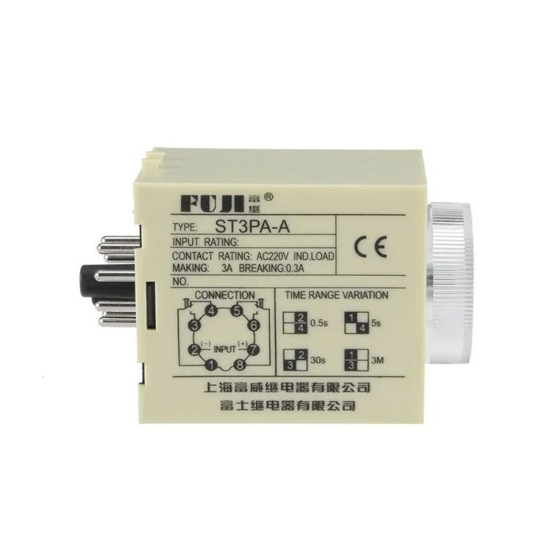 ST3PA series time relay / timer ST3P A-A/B/C/D/E/F/G (AC 220V 110V DC 24V 12V alternative) Power on time delay With Base Socket
