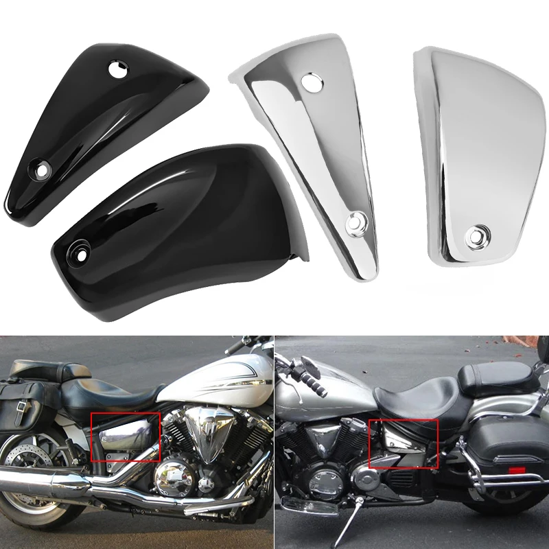 

Chrome Gloss Black Motorcycle Accessories Side Battery Fairing Cover Protector Panels for Yamaha V Star 1300 XVS1300 2007-2017