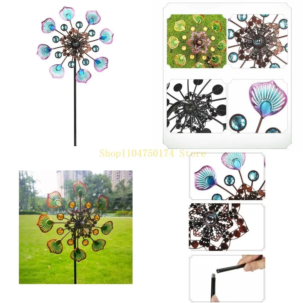 

Wrought Iron Metal Colorful Tail Windmill Hollow Wind Spinner for Indoor Outdoor Garden Yard Lawn Decoration top sale