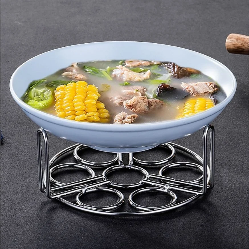 Stainless Steel Egg Steaming Rack Multifunctional Tripod Steaming Tray Holder Household High Leg Insulated Shelf