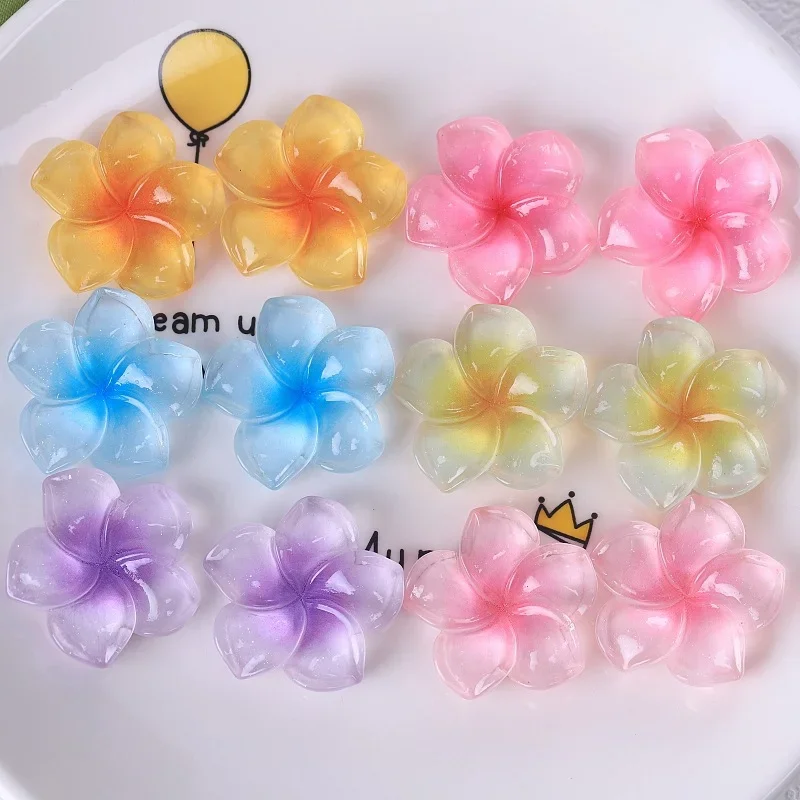 10Pcs Bauhinia Flower Transparent Resin Flatback Charms Cute Floral Accessories Hairpin Jewelry Garment Sewing DIY Decor