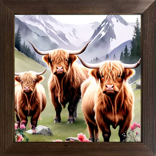 عناصر بقرة لطيفة عالية ومنخفضة على طراز الرسم الزيتي المطبوع الأمريكي، مناسبة لجمع وتزيين المحلات التجارية والغرف #6