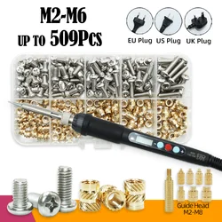 Heat Set Insert Soldering Iron Tip M2 M3 M4 Machine Screw and Brass Insets Nut Computer Bolt Thread Insertion Kit 3d Prints Tool