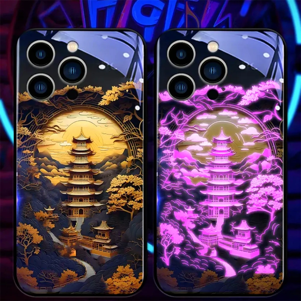 Led Flash Case - Pretty Landscape Golden Tower Led Light