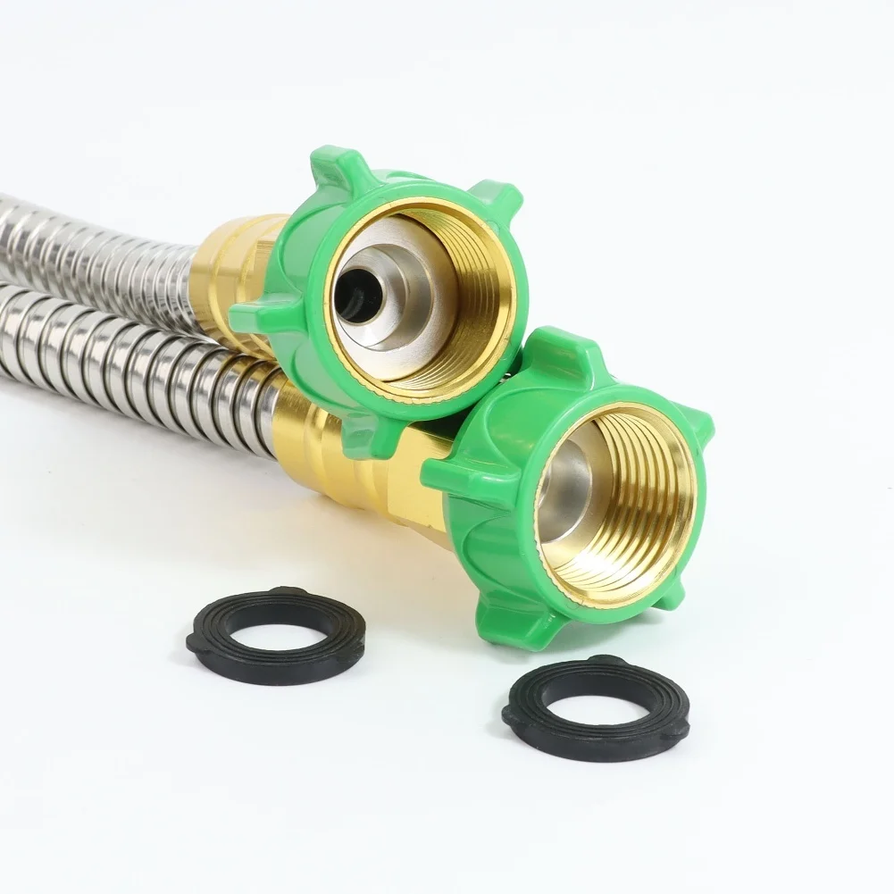 

Stainless Steel Garden For Hose Leader For Hose with Dual Female Ends for Connecting to For Hose Reels and Water Source Adapters