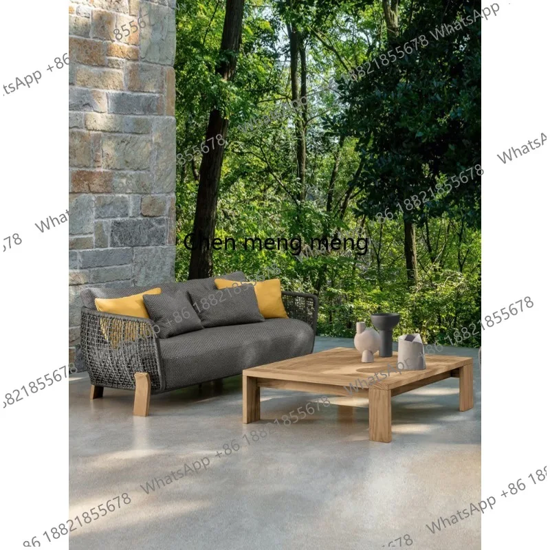 

Outdoor sofa solid wood villa leisure combination rattan chair balcony coffee table outdoor garden