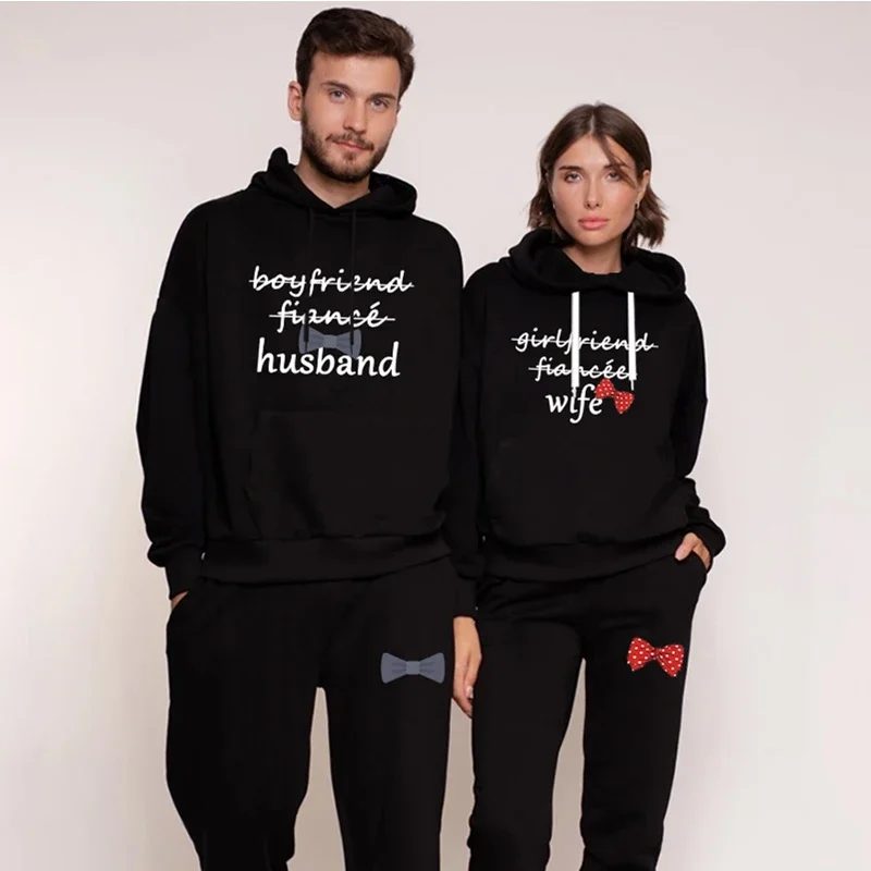 

Autumn Couple Hoodie + Jogging Pants Outfits High Quality Personality Printed Men Women Daily Casual Sport Suit Lover Tracksuit