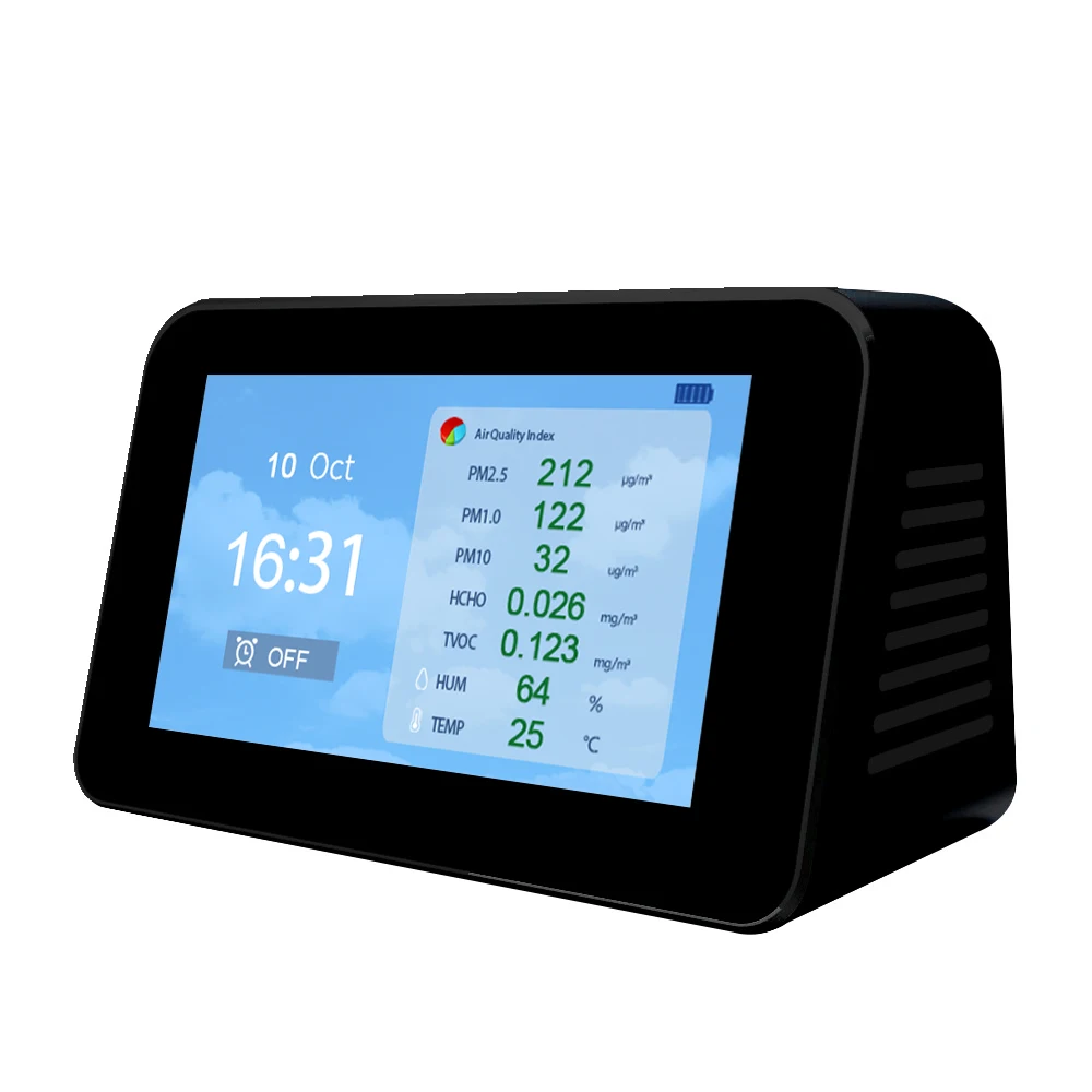 Hot Sale PM2.5 Desktop Air Quality Detector HCHO/TVOCAQI Gas Analyzer Indoor Air Quality Monitor with Dust Particulate Detection