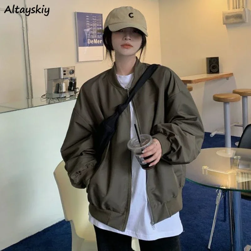 

Bomber Jackets Women Vintage Baggy Spring Autumn BF Coats Leisure Street Wear Fashion Couple Chaqueta All-match Y2k Chic Girls