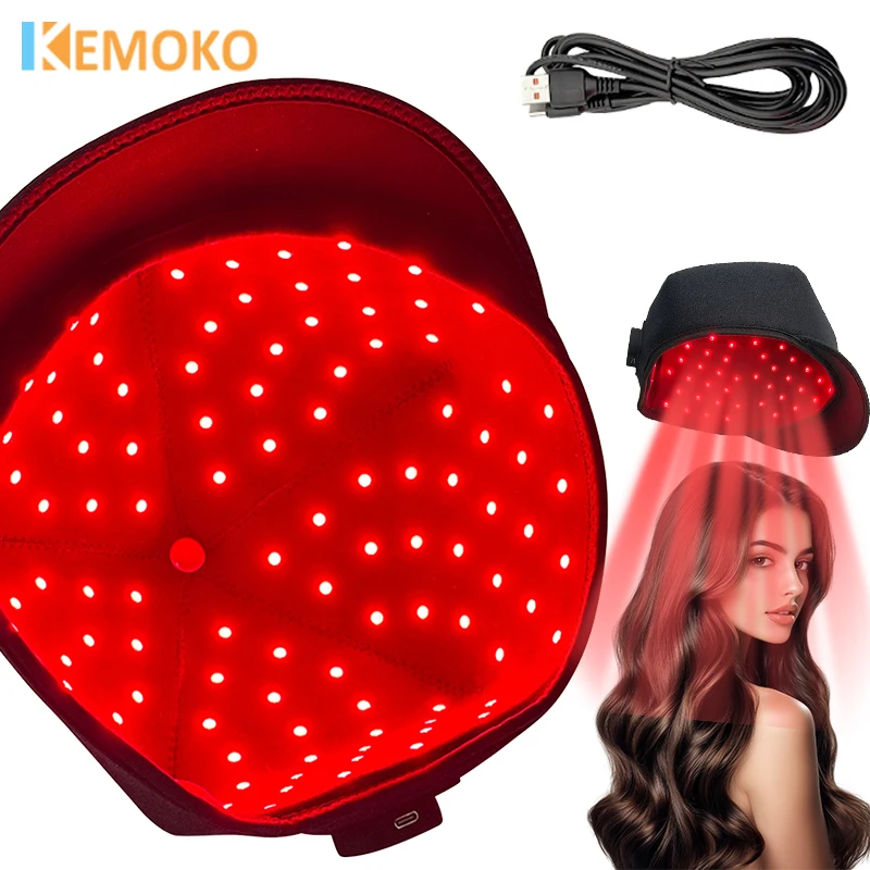 

Red light & Near Infrared Therapy Cap for Hair Growth 660nm 830nm LED Hat Helmet Pigarlic Oily Natural Device Head relaxation