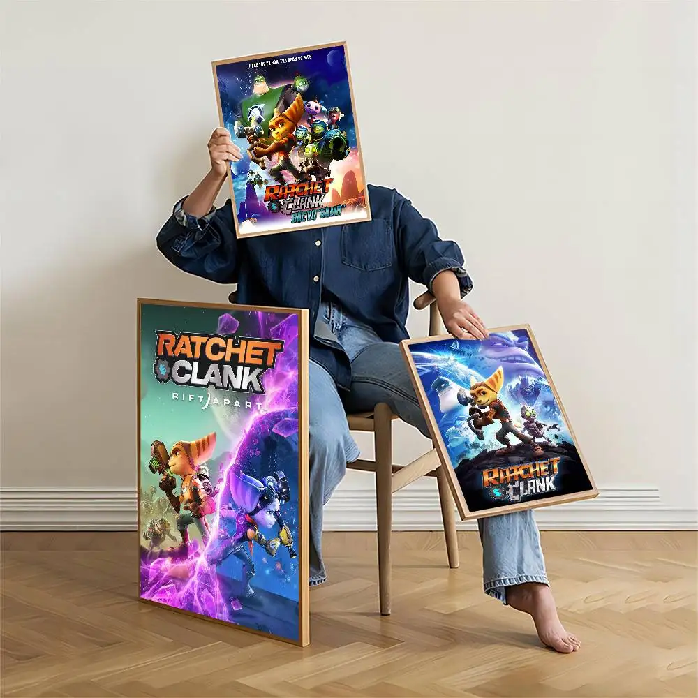 Adventure Game R-Ratchet C-Clank Vintage Posters Sticky Retro Kraft Paper Sticker DIY Room Bar Cafe Kawaii Room Decor