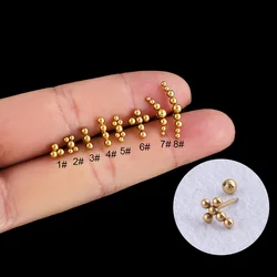 1PC Surgical Steel Small Stud Earrings for Women Gold Color Geometry Ball Cross Cartilage Earring Helix Tragus Piercing Jewelry