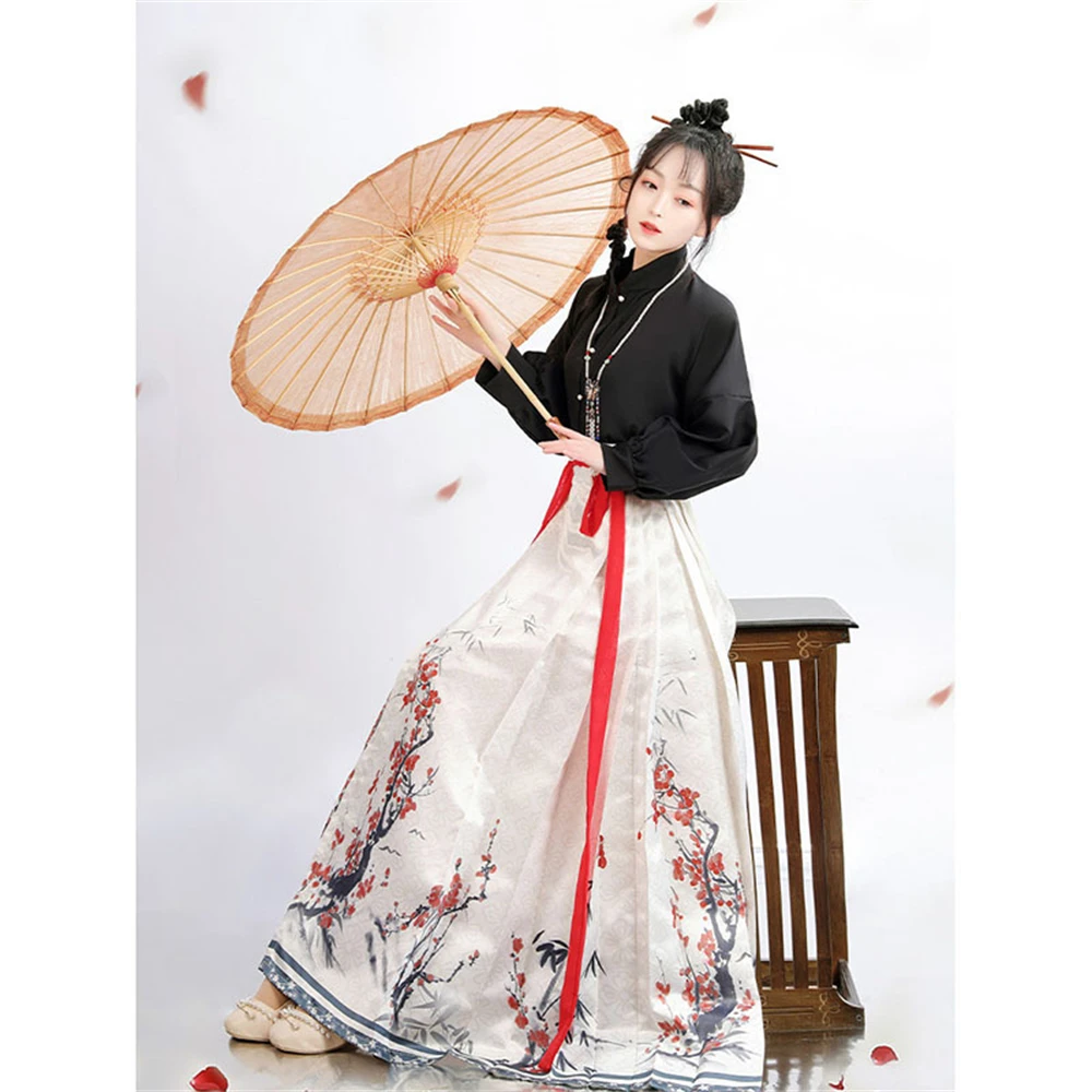 

Женское винтажное платье Hanfu с цветочным принтом и юбкой с изображением лошади