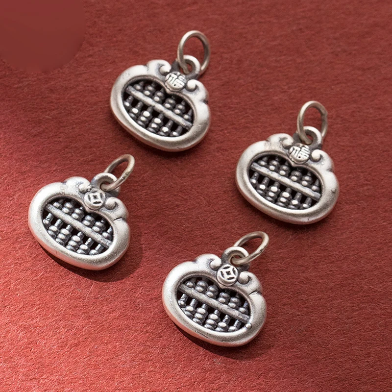 1pc 999 Pure Silver High Quality Bless Good Fortune Chinese Abacus Charms Women Men Jewelry Pendants DIY Necklace Bracelets