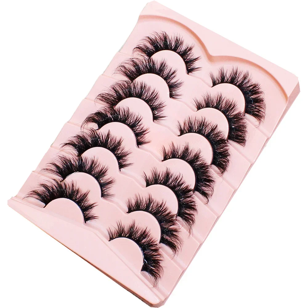 7 Pairs Cat Eye False Eyelashes Natural Look Fluffy Winged Lashes for Party Dating Stage Makeup Extensions