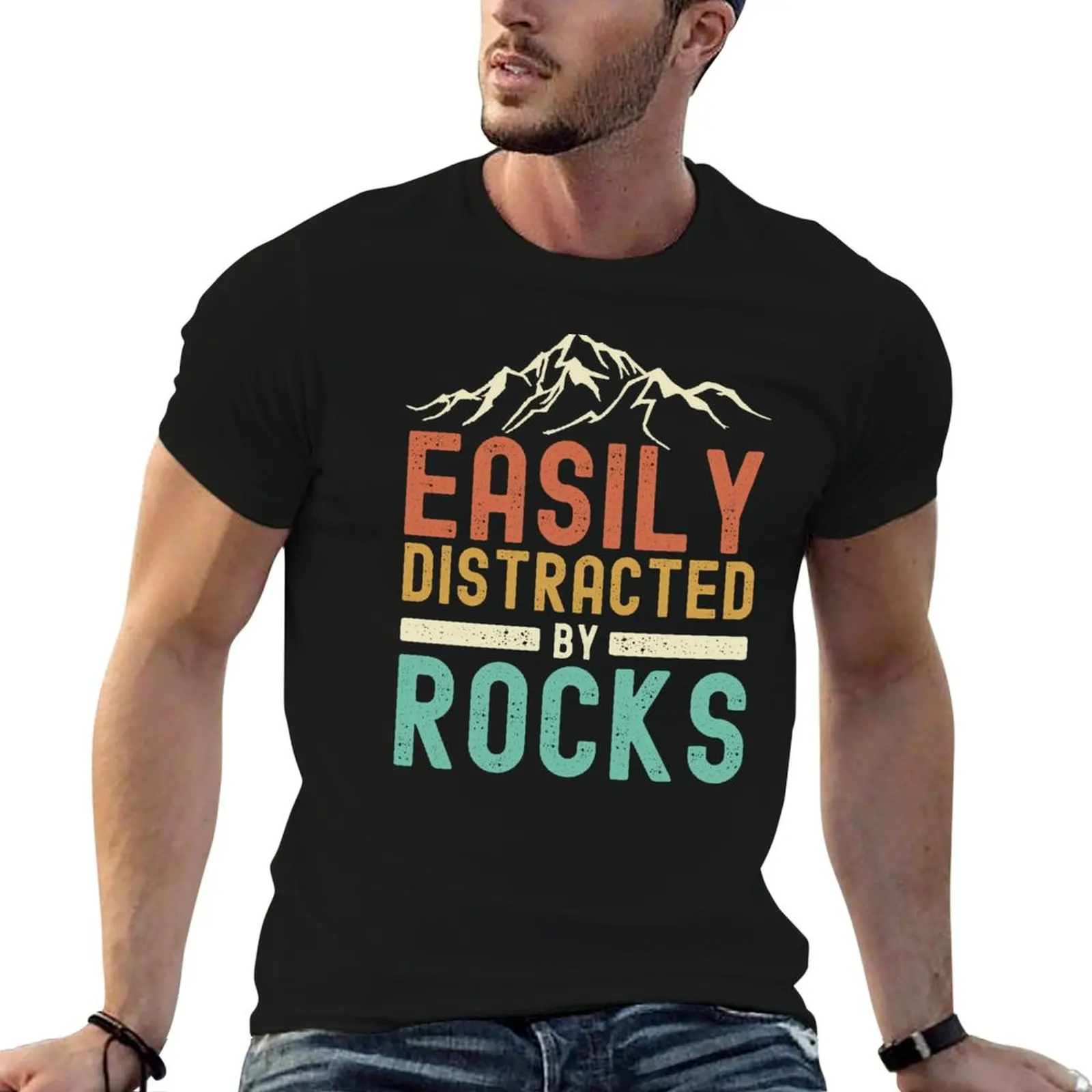 

anime t ( designer T-Shirt Gift) Distracted Teacher And Easily oversize shirt man Geologist By Rocks shirts Geology t