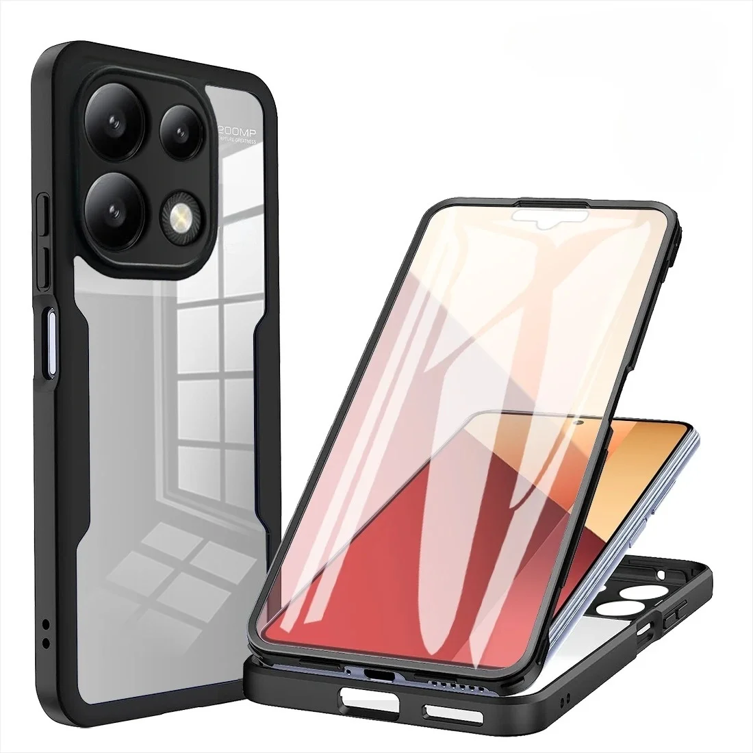 360 Full Shockproof Clear Case For Xiaomi Redmi Note 13 Pro 4G 5G 12 11 10 9 Pro Redmi 10C 12C 13C Screen Full Protection Cover