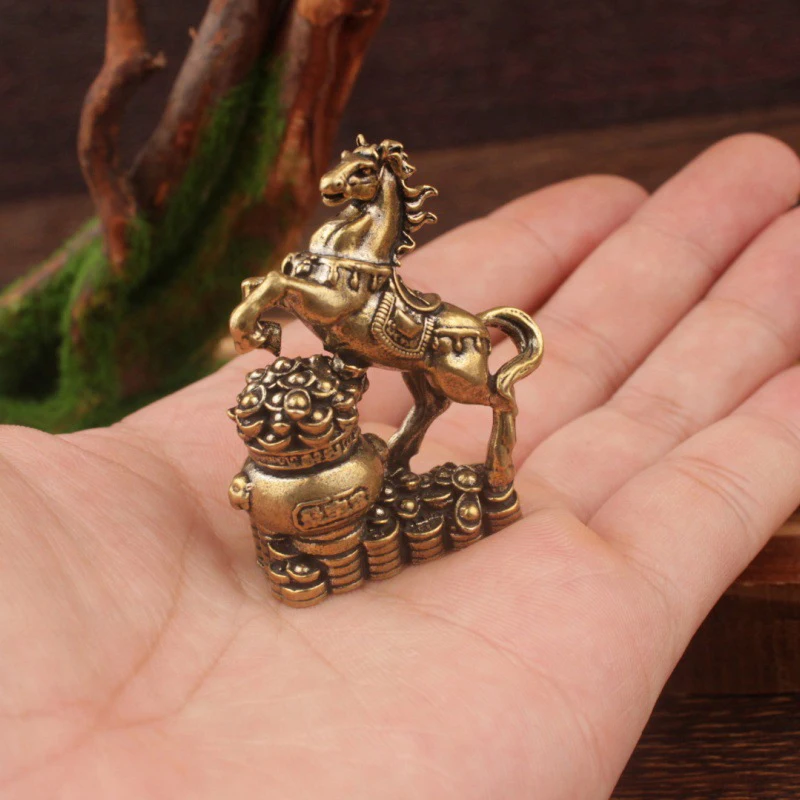 2026 Chinesische Sternzeichen Pferd Statue Messing Pferd Desktop Dekoration Wohnzimmer Tee Tisch Skulptur Metall Handwerk Hause Dekorationen