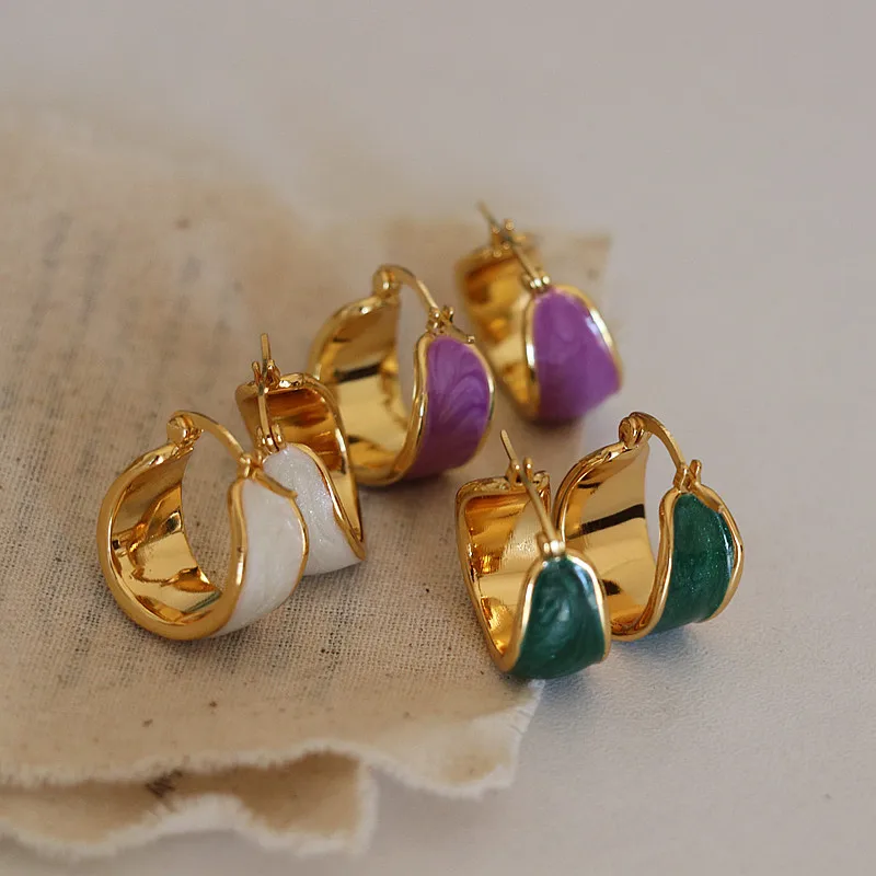 

Brass Colorful CC Enamel Earrings Women Jewelry Punk Designer Runway Rare Simply Gown Boho Japan Korean