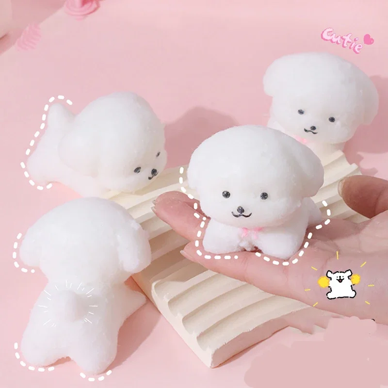 Fluffy Teddy Dog Love Bear Kawaii White Puppy Squeeze Toy Adult Child Stress Relief Toys Cute Girl Birthday Gift Cure Autism Toy