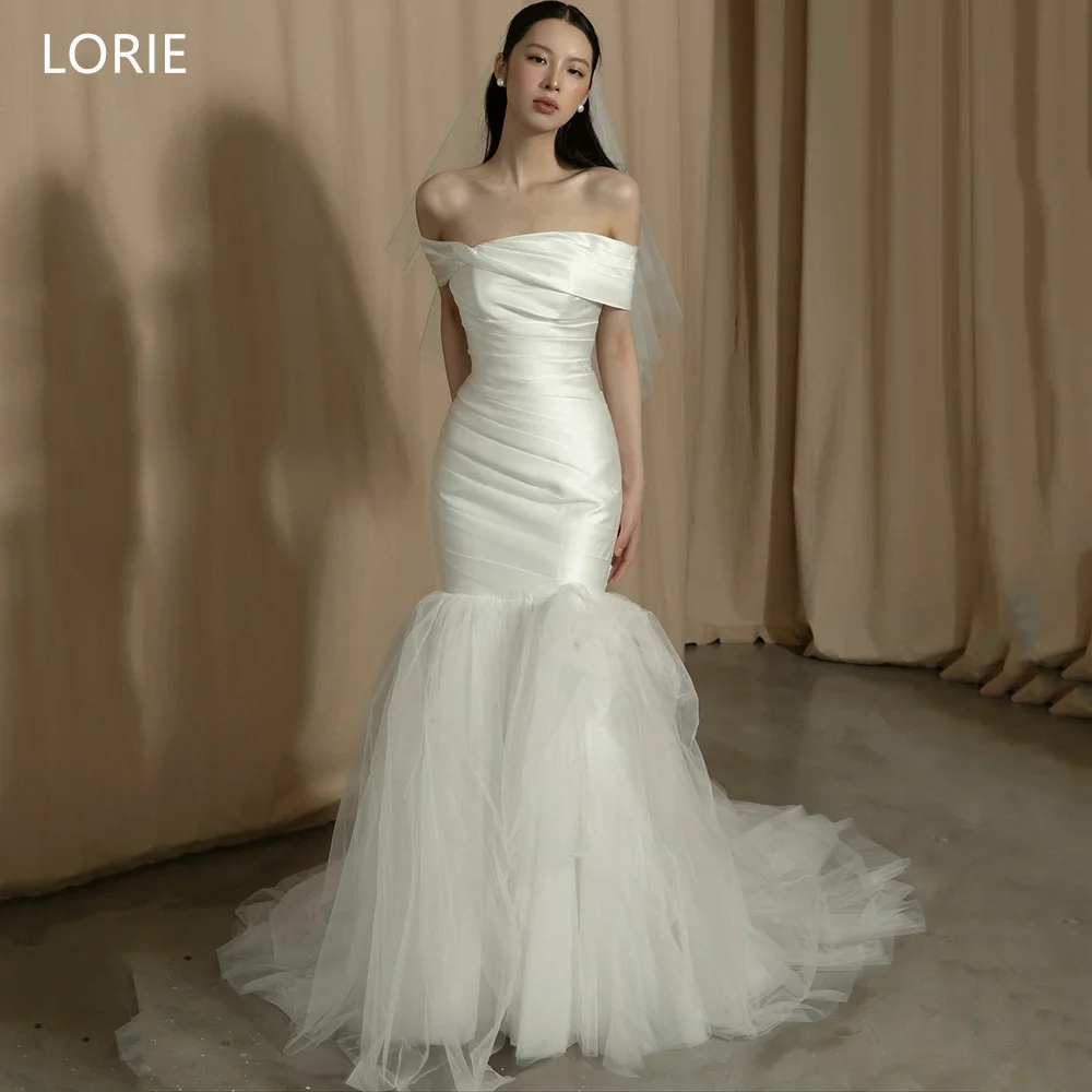 LORIE Elegant Mermaid Wedding Dresses Pleated Off The Shoulder Bride Prom Gown Floor-Length Bridal Gowns Customized