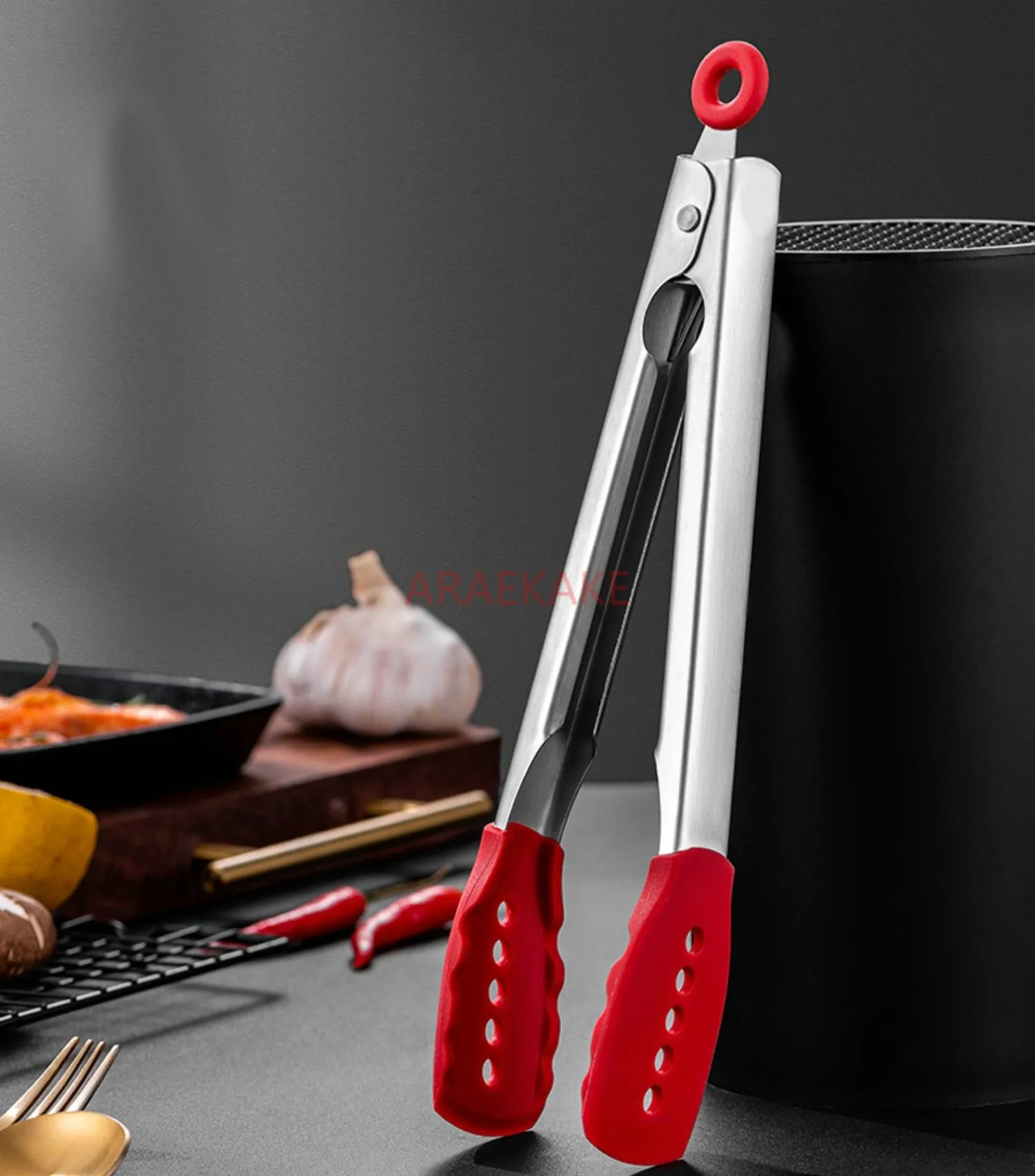 304 stainless steel food clip kitchen high-temperature resistant silicone clip steak barbecue barbecue clip