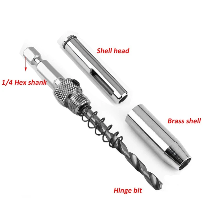 652F Durable Centering Drill Bit with for Key Hinge Set Tools 5/64 Inch 7/64 Inch 9/64 Inch 11/64 Inch for Woodworki