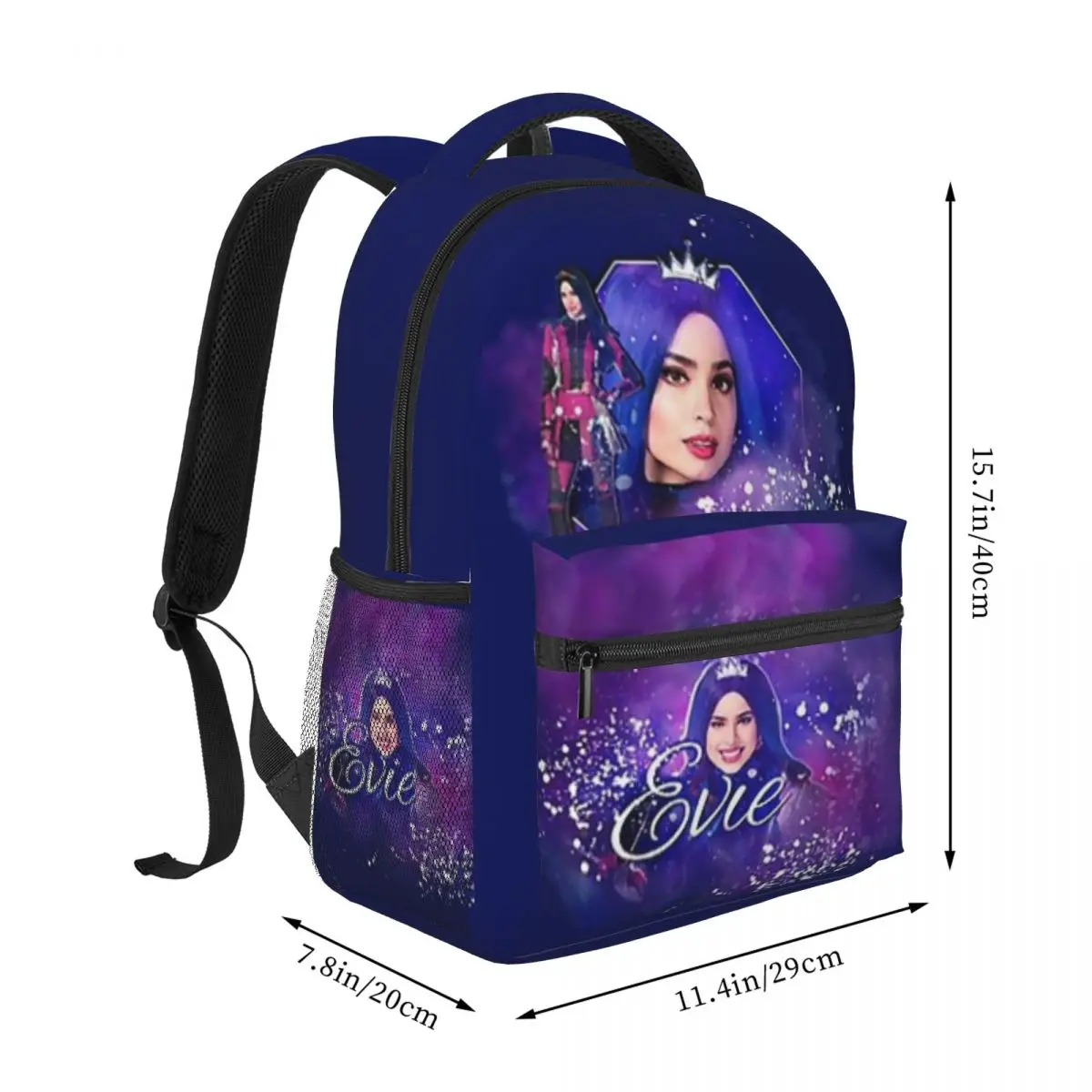 Evie Blue Princess - Descendants 3 Backpack for Men Women Fashion High School Hiking Travel Daypack College Shoulder Bag 16in