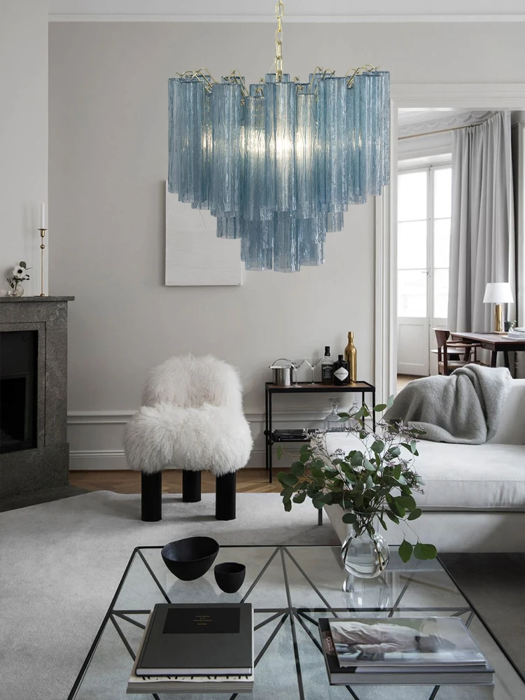 2025 Trendy French Design Colorized Glass LED Chandelier Lighting Suspension Luminaire Lampen Hanging Light For Living Room